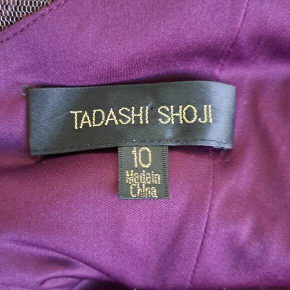 TADASHI SHOJI Corded Embroidery Formal Gown 10 Burgundy 3/4 Sleeve Maxi Dress - Picture 10 of 16